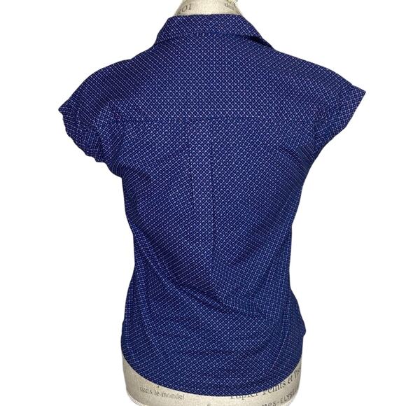 Annabelle Blue & Pink Cap Sleeve Button Up Shirt Women's Size XSmall - Picture 4 of 8